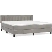 vidaXL Boxspringbett mit Matratze Hellgrau 160x200 cm Samt