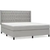 vidaXL Boxspringbett mit Matratze Hellgrau 180x200 cm Stoff
