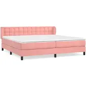 vidaXL Boxspringbett mit Matratze Rosa 200x200 cm Samt