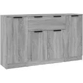 vidaXL Sideboards 3 Stk. Grau Sonoma Holzwerkstoff