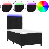 vidaXL Boxspringbett mit Matratze & LED Schwarz 80x200 cm Samt