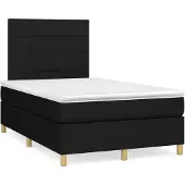 vidaXL Boxspringbett mit Matratze Schwarz 120x200 cm Stoff