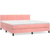 vidaXL Boxspringbett mit Matratze Rosa 160x200 cm Samt
