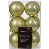 Décoris 12 Weihnachtskugeln 6cm Kunststoff Christbaumkugeln Weihnachtsbaum Pistaziengrün