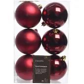Kaemingk Weihnachtskugeln 8cm Kunststoff Christbaumkugeln bruchsicher bordeaux weinrot