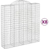 vidaXL Gabionen mit Hochbogen 8 Stk. 200x50x200/220cm Verzinktes Eisen