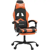vidaXL Gaming-Stuhl mit Fußstütze Drehbar Schwarz & Orange Kunstleder