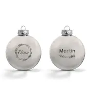 Yoursurprise Weihnachtskugel mit Namen - Silber (2 Stück)