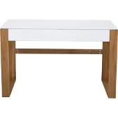 Möbilia Schreibtisch | 2 Schubladen | Platte MDF matt weiß | Gestell Eiche natur | B 120 x T 60 x H 75 cm | 28020024 | Serie SCHREIBTISCH