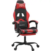 vidaXL Gaming-Stuhl mit Fußstütze Drehbar Schwarz & Rot Kunstleder