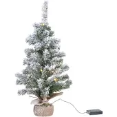 Everlands Mini Weihnachtsbaum im Jutesack 45 cm grün weiß beleuchtet warmweiß