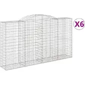 vidaXL Gabionen mit Hochbogen 6 Stk. 300x50x160/180cm Verzinktes Eisen