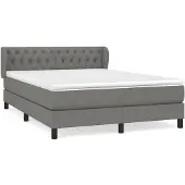 vidaXL Boxspringbett mit Matratze Dunkelgrau 140x190 cm Stoff