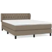 vidaXL Boxspringbett mit Matratze Taupe 140x200 cm Stoff