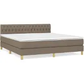 vidaXL Boxspringbett mit Matratze Taupe 180x200 cm Stoff