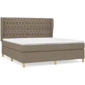 vidaXL Boxspringbett mit Matratze Taupe 180x200 cm Stoff