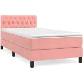 vidaXL Boxspringbett mit Matratze Rosa 90x200 cm Samt