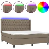 vidaXL Boxspringbett mit Matratze & LED Taupe 180x200 cm Stoff