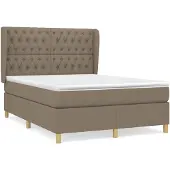 vidaXL Boxspringbett mit Matratze Taupe 140x190 cm Stoff