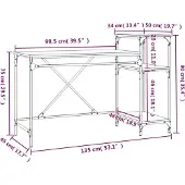 vidaXL Schreibtisch mit Regal Grau Sonoma 135x50x90 cm Holzwerkstoff