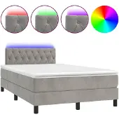 vidaXL Boxspringbett mit Matratze & LED Hellgrau 120x200 cm Samt