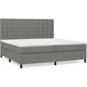 vidaXL Boxspringbett mit Matratze Dunkelgrau 200x200 cm Stoff