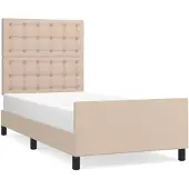 vidaXL Bettgestell mit Kopfteil Cappuccino-Braun 90x190 cm Kunstleder