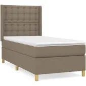 vidaXL Boxspringbett mit Matratze Taupe 90x190 cm Stoff