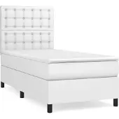 vidaXL Boxspringbett mit Matratze Weiß 90x200 cm Kunstleder
