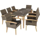 TecTake Rattan Tisch Foggia 196 x 87 x 76 cm