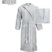 The One Towelling Unisex Bathrobe Hooded Bademantel T1-BH silver grey L/XL