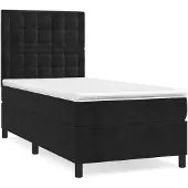 vidaXL Boxspringbett mit Matratze Schwarz 80x200 cm Samt