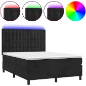 vidaXL Boxspringbett mit Matratze & LED Schwarz 140x190 cm Samt