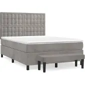 vidaXL Boxspringbett mit Matratze Hellgrau 140x190 cm Samt