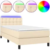 vidaXL Boxspringbett mit Matratze & LED Creme 80x200 cm Stoff