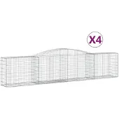 vidaXL Gabionen mit Hochbogen 4 Stk. 400x50x80/100cm Verzinktes Eisen