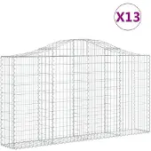 vidaXL Gabionen mit Hochbogen 13Stk. 200x30x100/120cm Verzinktes Eisen