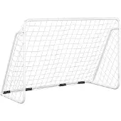 vidaXL Fußballtor mit Netz Weiß 180x90x120 cm Stahl