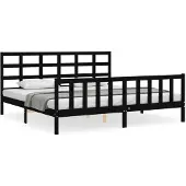 vidaXL Massivholzbett mit Kopfteil Schwarz 200x200 cm