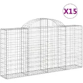 vidaXL Gabionen mit Hochbogen 15Stk. 200x30x100/120cm Verzinktes Eisen