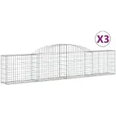vidaXL Gabionen mit Hochbogen 3 Stk. 300x30x60/80 cm Verzinktes Eisen