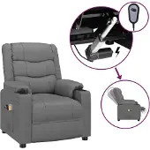 vidaXL Massagesessel Elektrisch Grau Kunstleder