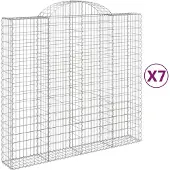 vidaXL Gabionen mit Hochbogen 7 Stk. 200x50x180/200cm Verzinktes Eisen