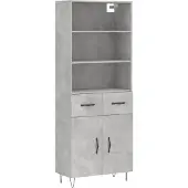 vidaXL Highboard Betongrau 69,5x34x180 cm Holzwerkstoff