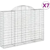 vidaXL Gabionen mit Hochbogen 7 Stk. 200x30x140/160cm Verzinktes Eisen