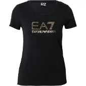EA7 für Damen. 8NTT67_TJDQZ T-Shirt mit schwarzer Evolution maxilogotype (L), Lässig, Baumwolle, Kurzarm