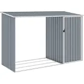 vidaXL - Brandhoutschuur - 245x98x159 - cm - gegalvaniseerd - staal - grijs