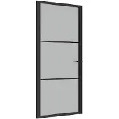 vidaXL Innentür 93x201,5 cm Schwarz Mattglas und Aluminium