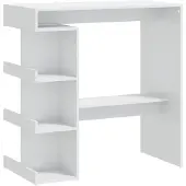 vidaXL Bartisch mit Regal Hochglanz-Weiß 100x50x101,5 cm