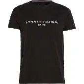 Tommy Hilfiger Core Tommy Logo Tee Jet Black Größe: L | Basic T-Shirts Outlet | Herren | Schwarz